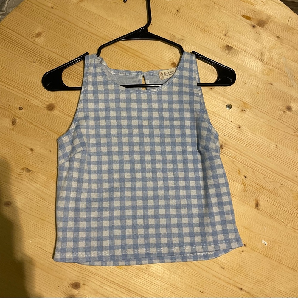 Light blue and white checkered tank top